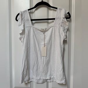 Z Supply NWT white top, square neck and flutter sleeve.  Super cute